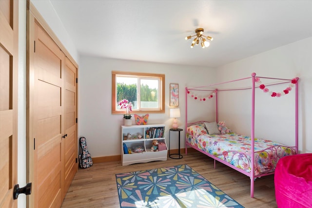 140 Swan River Rd, Bigfork, MT 59911 - bedroom with wood finished floors, baseboards, and a closet