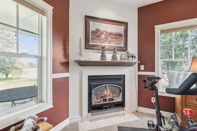 detailed view of a fireplace with flush hearth and baseboards