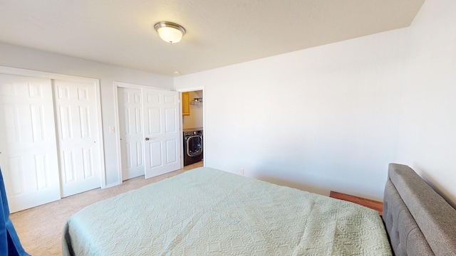 103 Alice Ave Unit B, Hamilton, MT 59840 - bedroom with washer / clothes dryer, multiple closets, and carpet