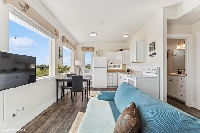113 Mountain Vista Ct, Kalispell, MT 59901 - living area featuring dark wood-style flooring and baseboards