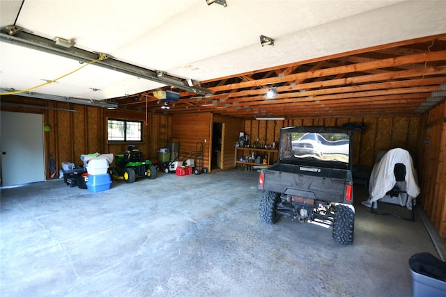 garage with a garage door opener