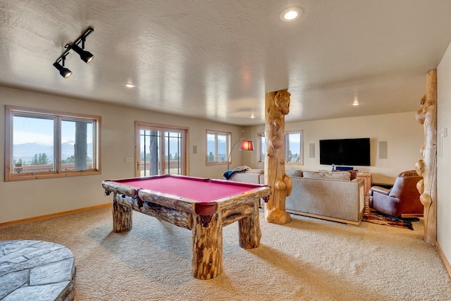 1130 Hegson Dr, Stevensville, MT 59870 - playroom featuring carpet flooring, billiards, baseboards, and recessed lighting
