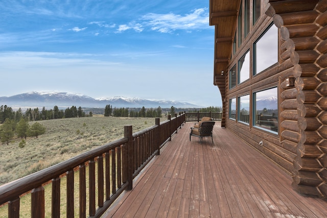 1130 Hegson Dr, Stevensville, MT 59870 - wooden deck with a mountain view