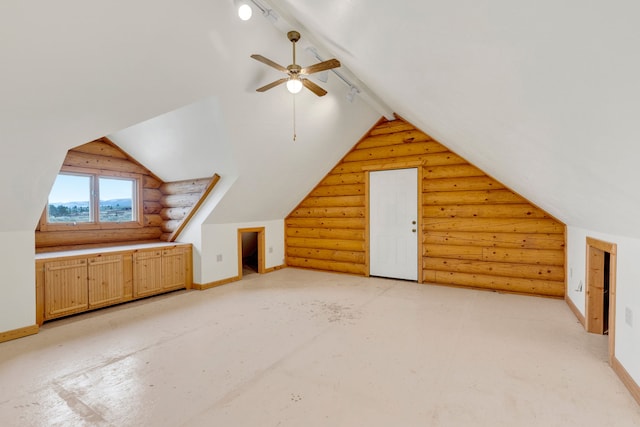 1130 Hegson Dr, Stevensville, MT 59870 - additional living space with rustic walls, ceiling fan, and baseboards