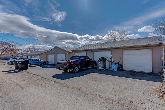view of detached garage
