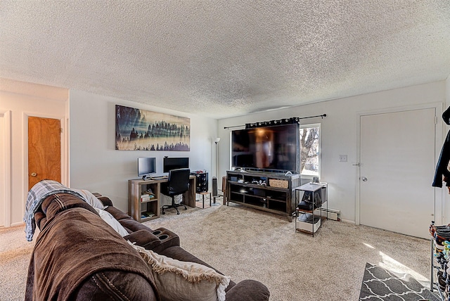 1312 Cole Ave, Helena, MT 59601 - carpeted living room featuring a textured ceiling and a desk