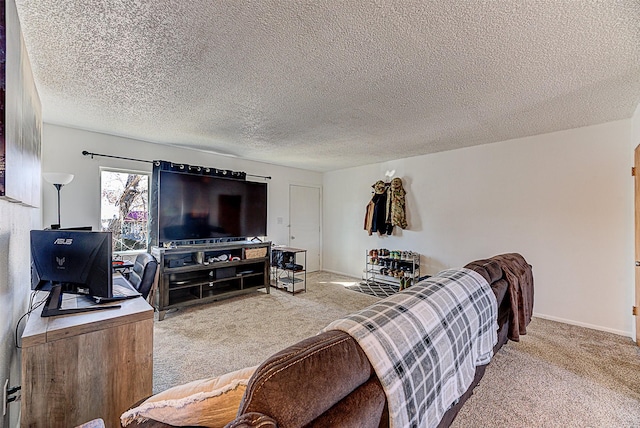 1312 Cole Ave, Helena, MT 59601 - carpeted living area with a textured ceiling and baseboards