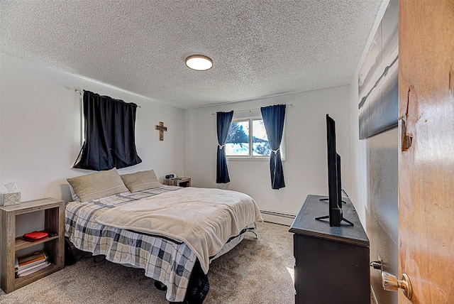 1318 Cole Ave, Helena, MT 59601 - bedroom with baseboard heating, carpet, and a textured ceiling