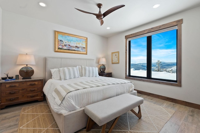 85 Meadows Dr, Whitefish, MT 59937 - bedroom featuring recessed lighting, light wood-style floors, and ceiling fan
