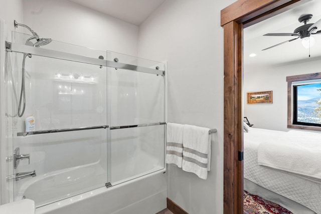 85 Meadows Dr, Whitefish, MT 59937 - full bathroom with bath / shower combo with glass door, ceiling fan, and ensuite bath