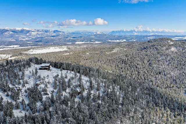85 Meadows Dr, Whitefish, MT 59937 - snowy aerial view featuring a mountain view and a forest view