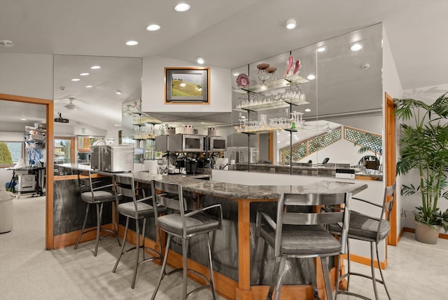229AND231 Harbor Dr, Bigfork, MT 59911 - indoor wet bar with vaulted ceiling and recessed lighting
