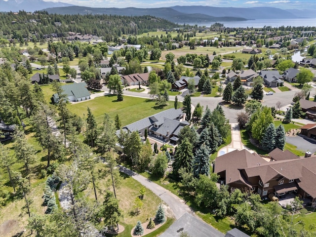 229AND231 Harbor Dr, Bigfork, MT 59911 - aerial view of property's location with a mountain backdrop and nearby suburban area