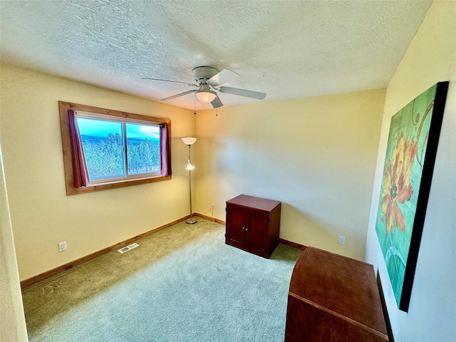 19066 King Rd, Florence, MT 59833 - spare room featuring a textured ceiling, ceiling fan, and carpet flooring