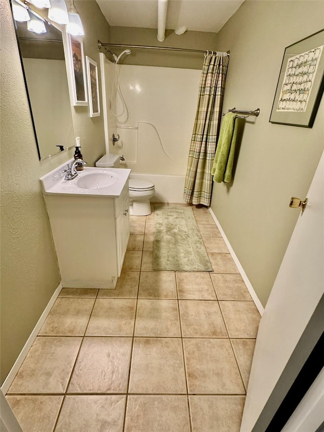 19066 King Rd, Florence, MT 59833 - bathroom with tile patterned floors, shower / bath combo with shower curtain, and vanity