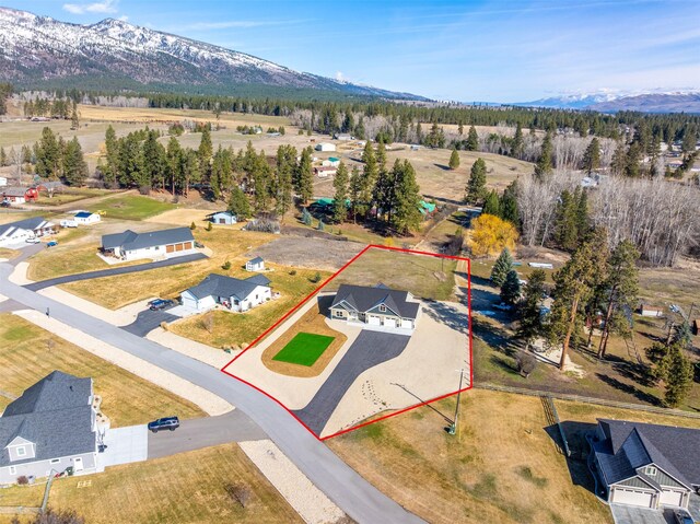 376 Cowboy Ct, Florence, MT 59833 - view of property location featuring property boundaries highlighted and a mountain backdrop
