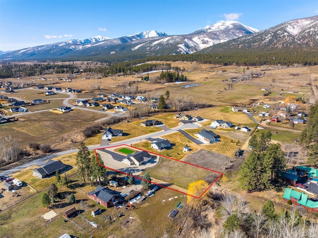 376 Cowboy Ct, Florence, MT 59833 - aerial view of property's location with mountains and property boundaries highlighted