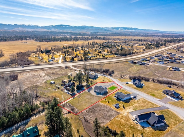 376 Cowboy Ct, Florence, MT 59833 - view of property location with property boundaries highlighted and a mountainous background