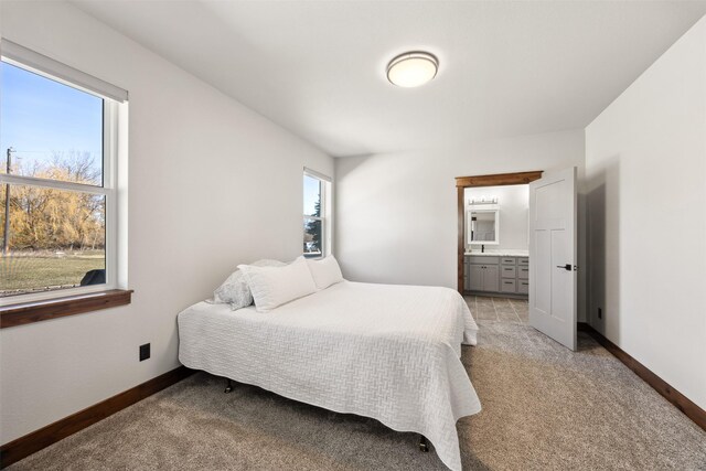 376 Cowboy Ct, Florence, MT 59833 - bedroom with light carpet and connected bathroom