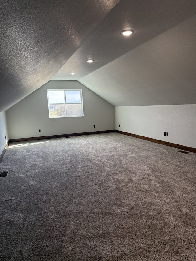 376 Cowboy Ct, Florence, MT 59833 - bonus room featuring carpet, vaulted ceiling, and a textured ceiling