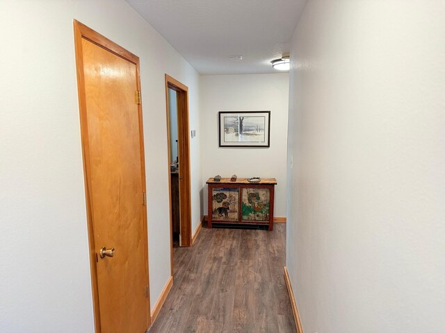 675 Bobcat Ln, Hamilton, MT 59840 - hall featuring baseboards and dark wood-style floors