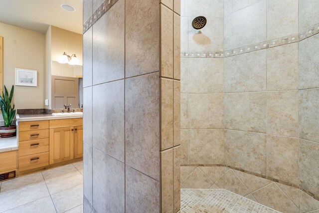 230 Camp Crook Ave, Kalispell, MT 59901 - bathroom featuring double vanity, a garden tub, and tile patterned flooring