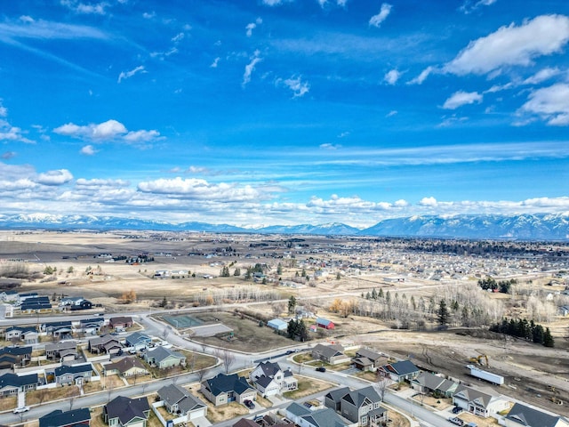 birds eye view of property featuring a residential view and a mountain view