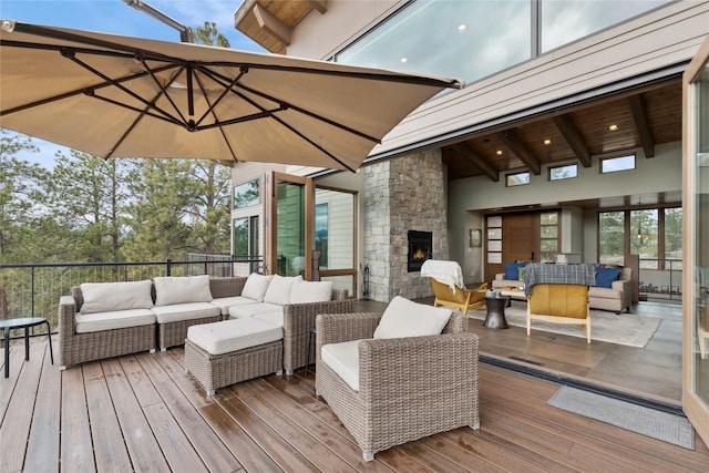 280 Cowgirl Cv, Eureka, MT 59917 - deck featuring an outdoor living space
