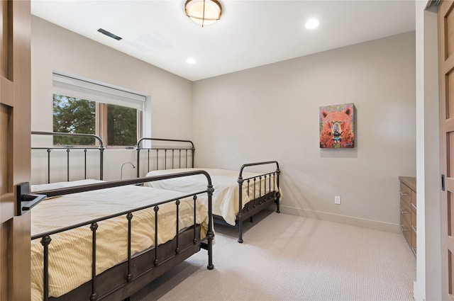 280 Cowgirl Cv, Eureka, MT 59917 - bedroom with baseboards, carpet flooring, visible vents, and recessed lighting