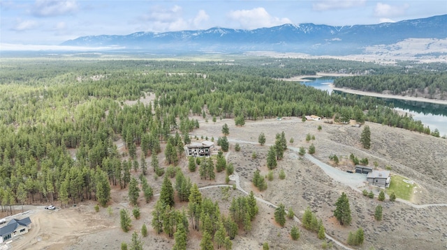 280 Cowgirl Cv, Eureka, MT 59917 - drone / aerial view with a water and mountain view and a wooded view