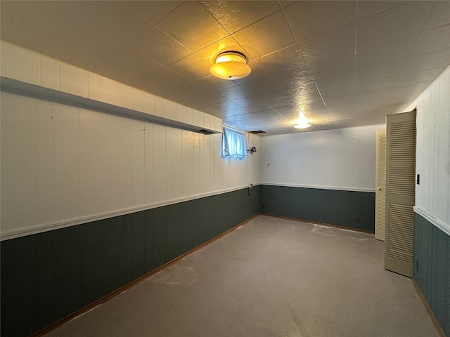 below grade area with wooden walls