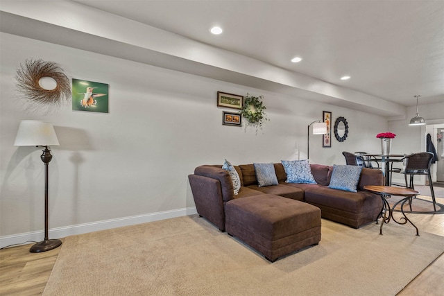 4239 W Babcock St Unit 7, Bozeman, MT 59718 - living area featuring baseboards, wood finished floors, and recessed lighting
