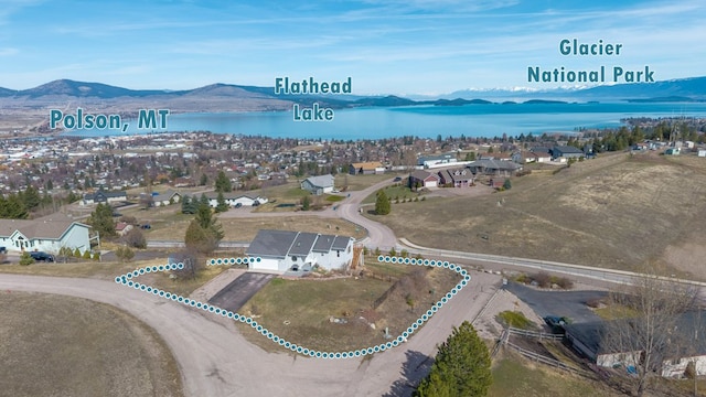 18 Mission View Dr, Polson, MT 59860 - aerial view of residential area with a water and mountain view