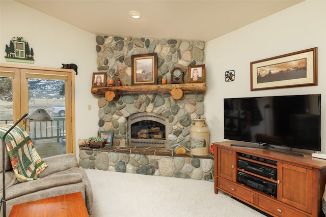 37 Bridger Meadow Ln, Pray, MT 59065 - carpeted living area featuring a fireplace