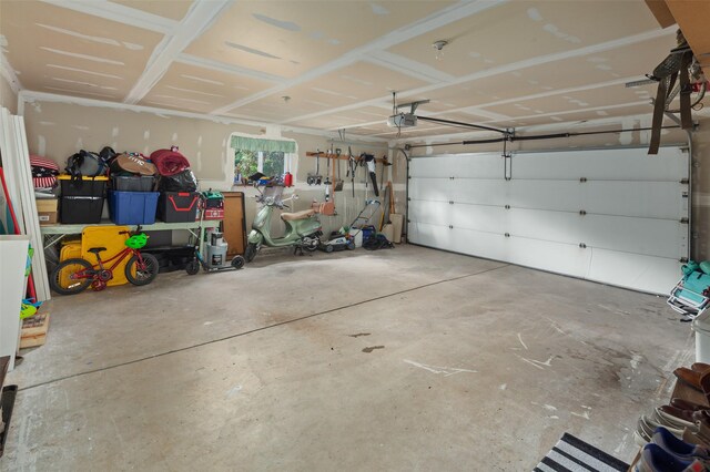 garage with a garage door opener