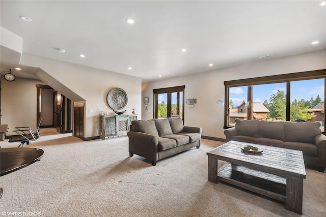 62 Wilderness Lodge Rd, Eureka, MT 59917 - living area with baseboards, recessed lighting, and light colored carpet