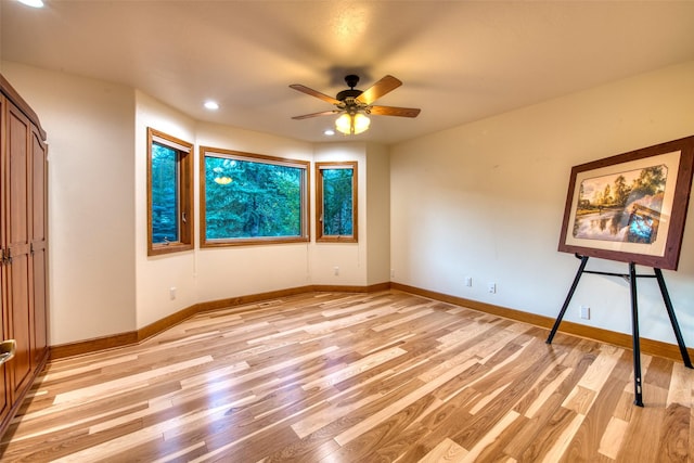 NHN Bears Rd, Stevensville, MT 59870 - unfurnished room featuring a ceiling fan, light wood-style flooring, baseboards, and recessed lighting