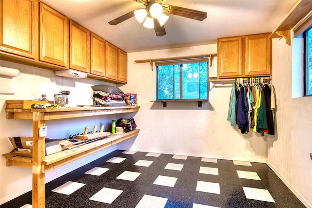 NHN Bears Rd, Stevensville, MT 59870 - interior space featuring baseboards, ceiling fan, and dark floors