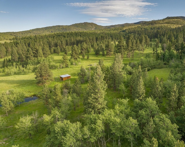 587 Cozy Ln, Helmville, MT 59843 - aerial view featuring a mountain view and a forest view