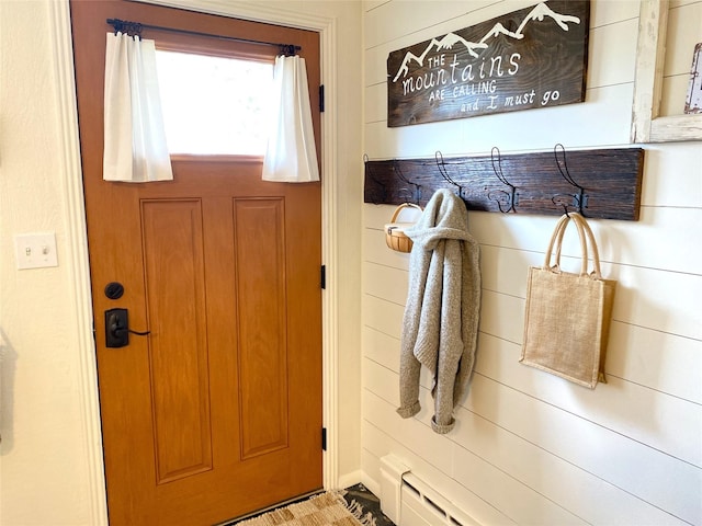 mudroom with baseboard heating