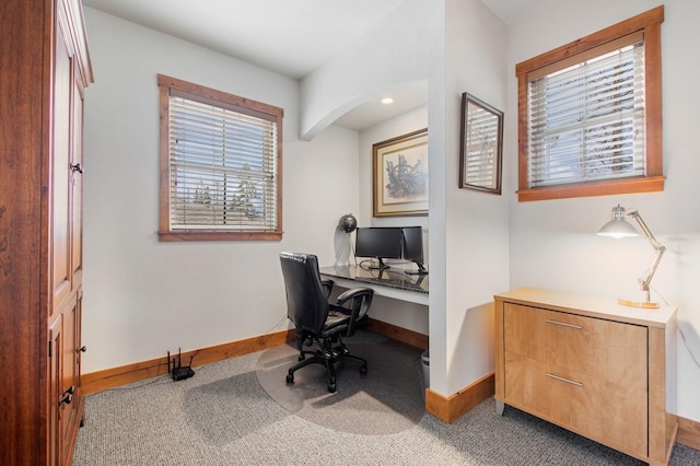 6205 Davos Ln Unit B, Whitefish, MT 59937 - home office featuring carpet flooring and arched walkways