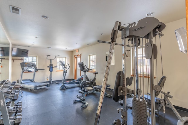 402 Sperry Ct, Whitefish, MT 59937 - gym with baseboards and recessed lighting