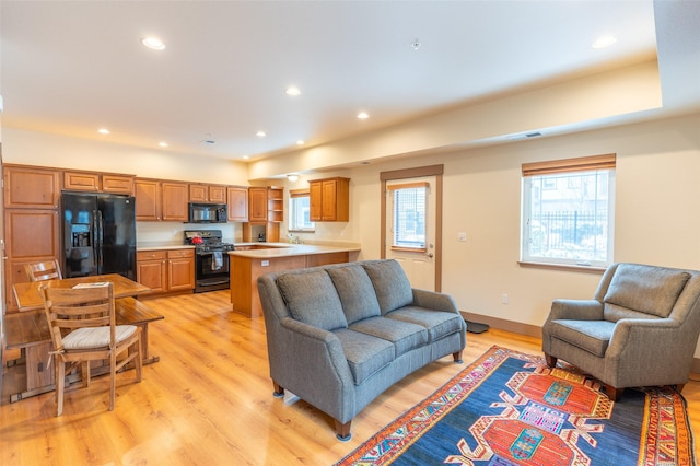 402 Sperry Ct, Whitefish, MT 59937 - living room featuring light wood-type flooring and recessed lighting
