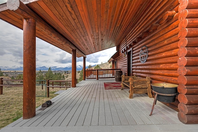 3340 Rome Ln, Stevensville, MT 59870 - wooden deck with a mountain view