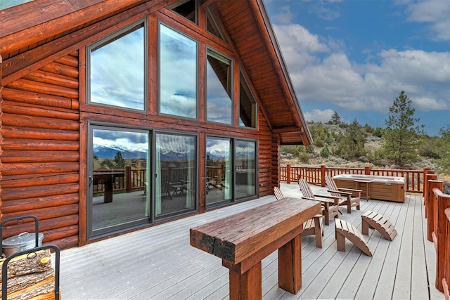3340 Rome Ln, Stevensville, MT 59870 - wooden terrace with a hot tub