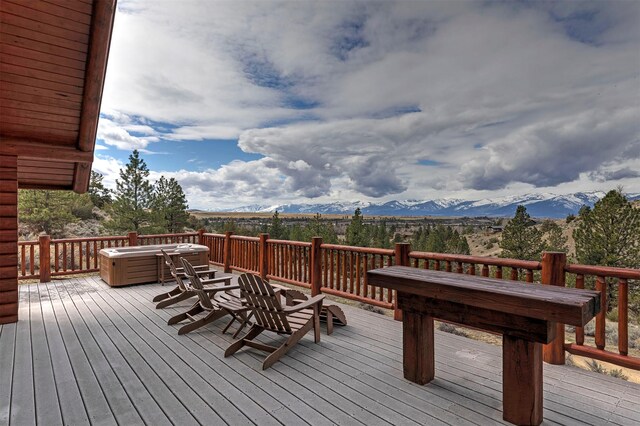 3340 Rome Ln, Stevensville, MT 59870 - wooden terrace with a mountain view