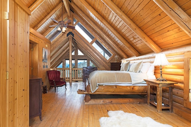 3340 Rome Ln, Stevensville, MT 59870 - bedroom with wood ceiling, hardwood / wood-style flooring, and log walls