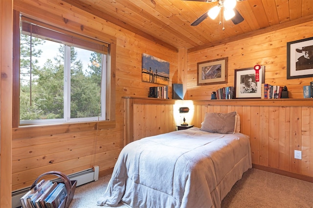 3340 Rome Ln, Stevensville, MT 59870 - carpeted bedroom featuring wooden walls and wooden ceiling