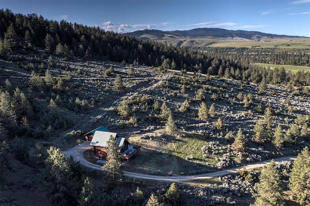 3340 Rome Ln, Stevensville, MT 59870 - aerial overview of property's location featuring a mountainous background and a forest