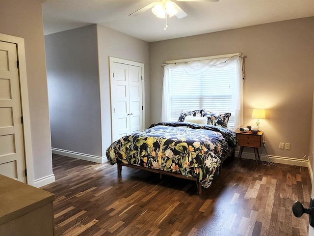 266 W Bowman Dr, Kalispell, MT 59901 - bedroom with baseboards, wood finished floors, and ceiling fan